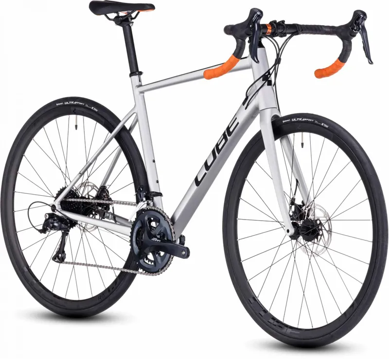 Cube Attain Pro Road Race Bike in Silver/Orange-6